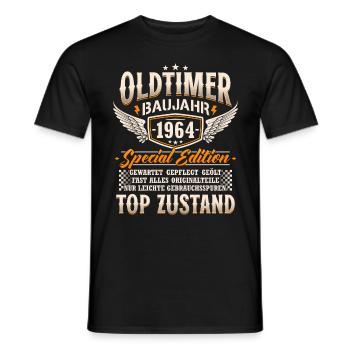 Oldtimer Baujahr 1964 Jahrgang Geburtstag Geschenk - Männer T-Shirt - Schwarz - Vorne - AI Model Male 178 light (178cm)