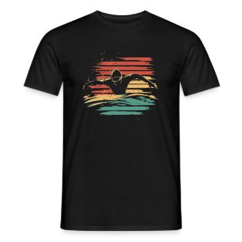 Flotteur de natation Retro Vintage - T-shirt homme - noir - Devant - AI Model Male 178 light (178cm)