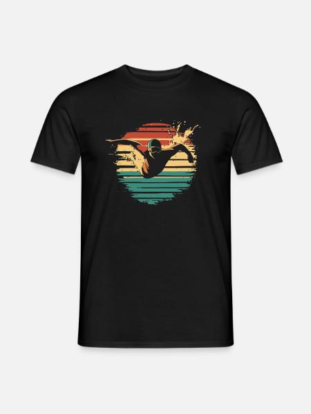 Schwimmen Schwimmer Retro Vintage - Männer T-Shirt - Schwarz