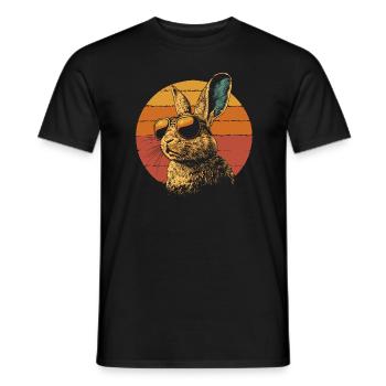 Lapin avec des lunettes de soleil vintage - T-shirt homme - noir - Devant - AI Model Male 178 light (178cm)