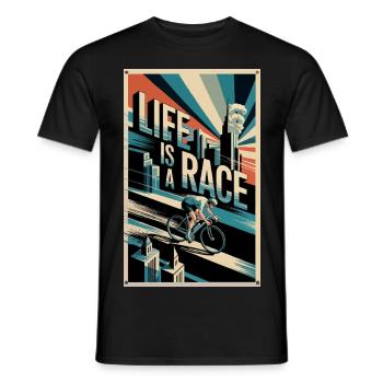 Life is a Race – Affiche de vélo de route rétro Bike Design - T-shirt homme - noir - Devant - AI Model Male 178 light (178cm)