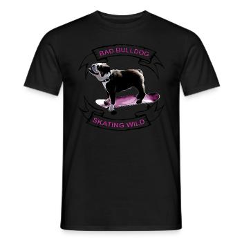 Bulldog skater « Bo » black - T-shirt homme - noir - Devant - AI Model Male 178 light (178cm)
