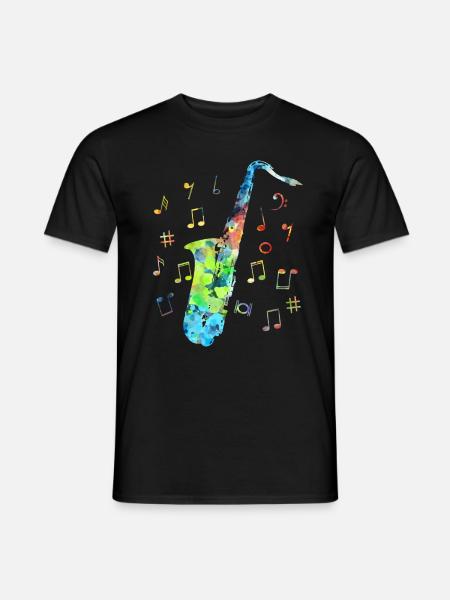 Bunt Saxophon-Musiker Saxophon Jazzmusik - Männer T-Shirt - Schwarz