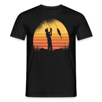 Fishing angler fisherman motif - Men's T-Shirt - black - Front - AI Model Male 178 light (178cm)