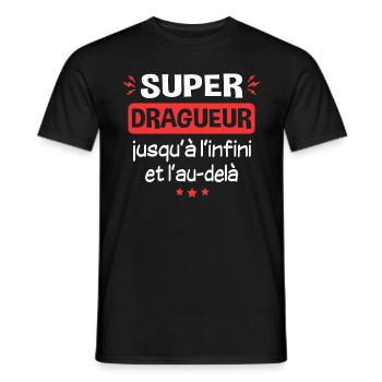Dragueur Drague Séducteur Amour Humour Drôle - T-shirt homme - noir - Devant - AI Model Male 178 light (178cm)