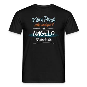 Angelo - Keine Panik. Alles wird gut - Männer T-Shirt - Schwarz - Vorne - AI Model Male 178 light (178cm)