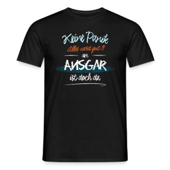 Ansgar - Keine Panik. Alles wird gut - Männer T-Shirt - Schwarz - Vorne - AI Model Male 178 light (178cm)