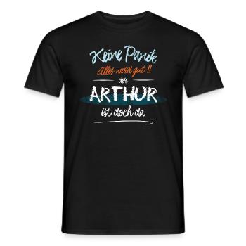 Arthur - Keine Panik. Alles wird gut - Männer T-Shirt - Schwarz - Vorne - AI Model Male 178 light (178cm)