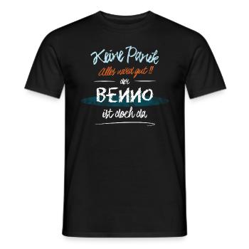 Benno - Keine Panik. Alles wird gut - Männer T-Shirt - Schwarz - Vorne - AI Model Male 178 light (178cm)