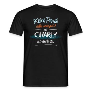 Charly - Keine Panik. Alles wird gut - Männer T-Shirt - Schwarz - Vorne - AI Model Male 178 light (178cm)