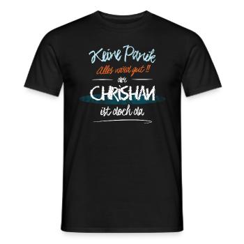 Chrishan - Keine Panik. Alles wird gut - Männer T-Shirt - Schwarz - Vorne - AI Model Male 178 light (178cm)