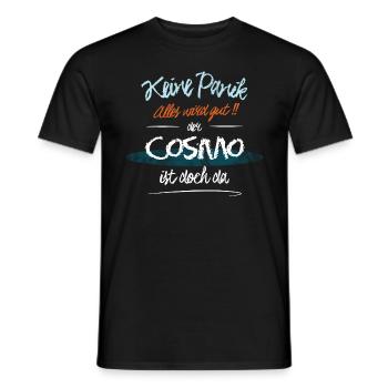 Cosmo - Keine Panik. Alles wird gut - Männer T-Shirt - Schwarz - Vorne - AI Model Male 178 light (178cm)