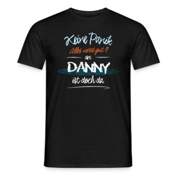 Danny - Keine Panik. Alles wird gut - Männer T-Shirt - Schwarz - Vorne - AI Model Male 178 light (178cm)