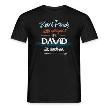 David - Keine Panik. Alles wird gut - Männer T-Shirt - Schwarz - Vorne - AI Model Male 178 light (178cm)
