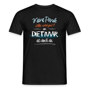 Dietmar - Keine Panik. Alles wird gut - Männer T-Shirt - Schwarz - Vorne - AI Model Male 178 light (178cm)