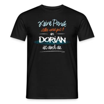 Dorian - Keine Panik. Alles wird gut - Männer T-Shirt - Schwarz - Vorne - AI Model Male 178 light (178cm)