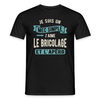 Un mec simple, bricolage et apéro - T-shirt homme - noir - Devant - AI Model Male 178 light (178cm)