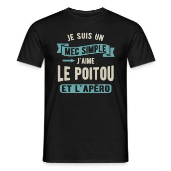 Un mec simple, poitou et apéro - T-shirt homme - noir - Devant - AI Model Male 178 light (178cm)