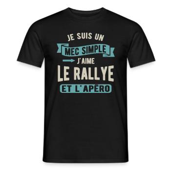 Un mec simple, rallye et apéro - T-shirt homme - noir - Devant - AI Model Male 178 light (178cm)