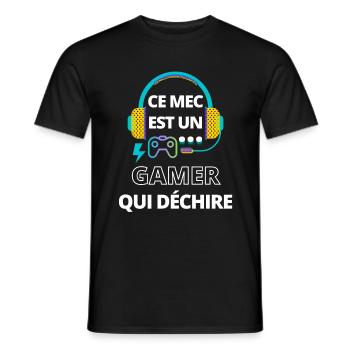 Ce mec est un gamer qui déchire - T-shirt homme - noir - Devant - AI Model Male 178 light (178cm)