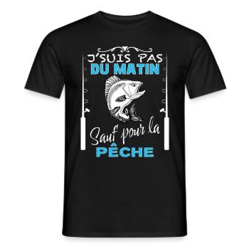 Pêcheur Du Matin Humour Papa Et Pêche - T-shirt homme - noir - Devant - AI Model Male 178 light (178cm)