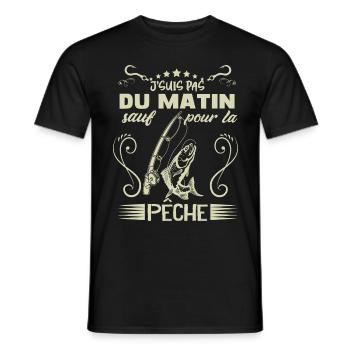 Pêcheur du Matin Citation Drôle pêche - T-shirt homme - noir - Devant - AI Model Male 178 light (178cm)