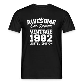 Vintage 1982 funny Birthday Quotes 40 Years 1982 - Men's T-Shirt - black - Front - AI Model Male 178 light (178cm)