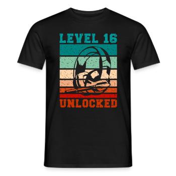 Level 16 unlocked Headphones for Gamer Quotes - Men's T-Shirt - black - Front - AI Model Male 178 light (178cm)