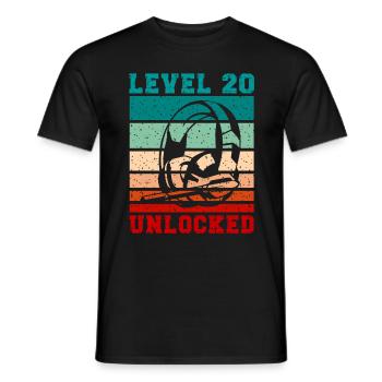 Level 20 unlocked Headphones for Gamer Quotes - Men's T-Shirt - black - Front - AI Model Male 178 light (178cm)