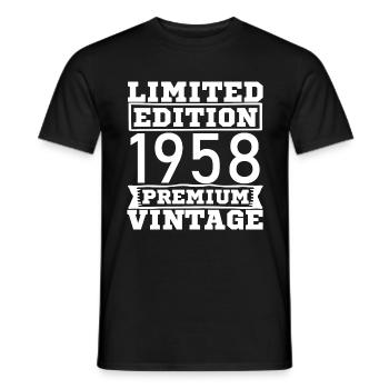 Vintage Limited Edition 65 Years Born in 1958 - Men's T-Shirt - black - Front - AI Model Male 178 light (178cm)