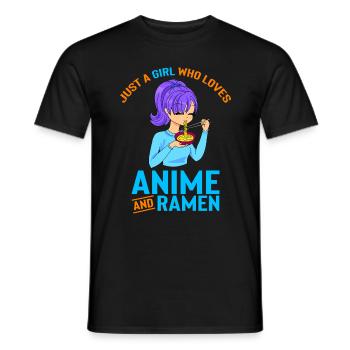 Anime Girl eating ramen Asia Japan Food - Männer T-Shirt - Schwarz - Vorne - AI Model Male 178 light (178cm)
