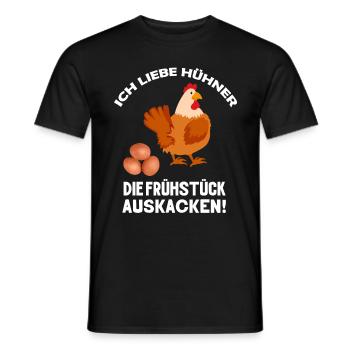 Ich liebe Hühner die Frühstück kacken Huhn Sprüche - Männer T-Shirt - Schwarz - Vorne - AI Model Male 178 light (178cm)