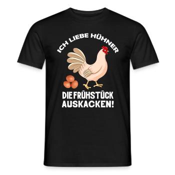 Ich liebe Hühner die Frühstück kacken Huhn Sprüche - Männer T-Shirt - Schwarz - Vorne - AI Model Male 178 light (178cm)