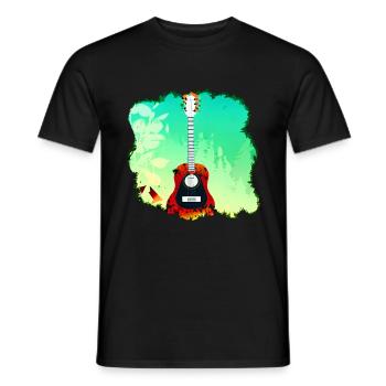 Guitare colorée dans Forest Nature Music - T-shirt homme - noir - Devant - AI Model Male 178 light (178cm)