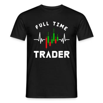 Le diagramme des graphiques de trading de traders à temps plein Actions - T-shirt homme - noir - Devant - AI Model Male 178 light (178cm)