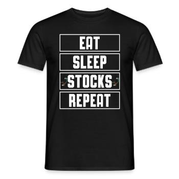 Eat Sleep Stocks repeat Trader Trading - Männer T-Shirt - Schwarz - Vorne - AI Model Male 178 light (178cm)