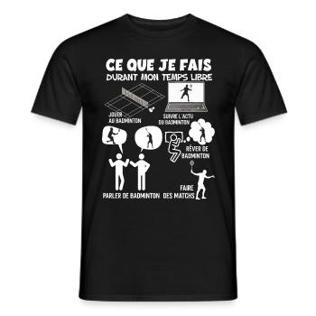 Badminton Citation Drôle Cadeau Sport - T-shirt homme - noir - Devant - AI Model Male 178 light (178cm)