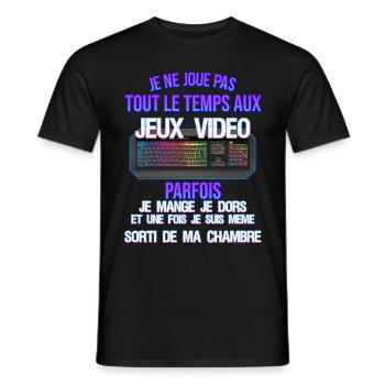 Jeux Vidéo Cadeau Citation Je Ne Joue Pas - T-shirt homme - noir - Devant - AI Model Male 178 light (178cm)