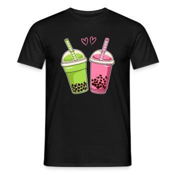 Two Kawaii Boba Tea Bubble Tea - Men's T-Shirt - black - Front - AI Model Male 178 light (178cm)