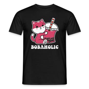 Süße Katze Kätzchen trinkt Boba Tea Bubble Tea - Männer T-Shirt - Schwarz - Vorne - AI Model Male 178 light (178cm)