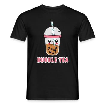 A Funny Kawaii Face Boba Tea Bubble Tea - Men's T-Shirt - black - Front - AI Model Male 178 light (178cm)