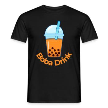 A Japanese Boba Tea Drink Orange Bubble Tea - Men's T-Shirt - black - Front - AI Model Male 178 light (178cm)