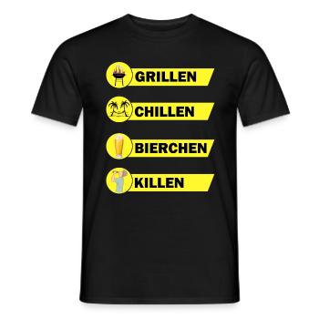 Grillen Chillen Bierchen Killen Grill Bier Spruch - Männer T-Shirt - Schwarz - Vorne - AI Model Male 178 light (178cm)