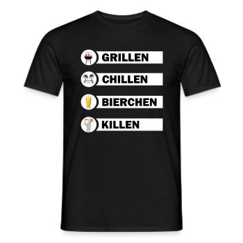 Grillen Chillen Bierchen Killen Grill Bier Spruch - Männer T-Shirt - Schwarz - Vorne - AI Model Male 178 light (178cm)