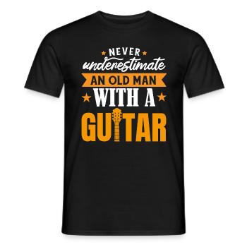 Never underestimate an old man with A Guitar - Men's T-Shirt - black - Front - AI Model Male 178 light (178cm)