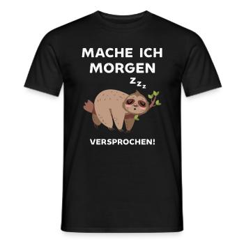 Ja mache ich morgen versprochen lustiger Faultier - Männer T-Shirt - Schwarz - Vorne - AI Model Male 178 light (178cm)