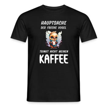 Der freche Vogel will meinen Kaffee trinken Eule - Männer T-Shirt - Schwarz - Vorne - AI Model Male 178 light (178cm)