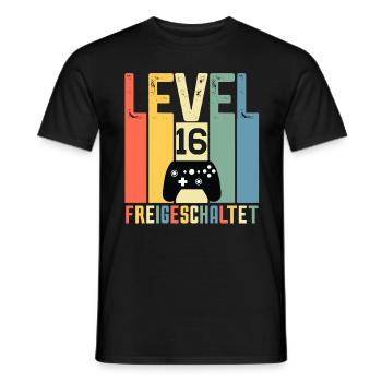 Level 16 ist freigeschaltet Geburtstag 16 Jahre - Männer T-Shirt - Schwarz - Vorne - AI Model Male 178 light (178cm)