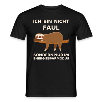 Ich bin nicht Faul ich spare Energie ein Faultier - Männer T-Shirt - Schwarz - Vorne - AI Model Male 178 light (178cm)