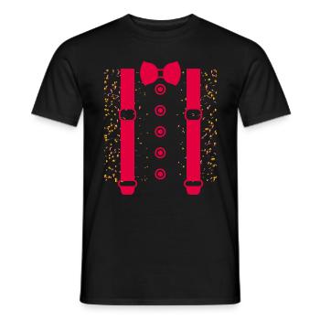 Ein Hosenträger Kostüm mit der Fliege und Knöpfen - Männer T-Shirt - Schwarz - Vorne - AI Model Male 178 light (178cm)